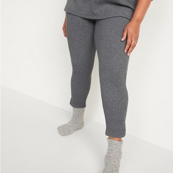 Old Navy Pants - OLD NAVY Plush Cozy Rib Knit Legging Lounge Pants Size 4X High Rise Grey NEW